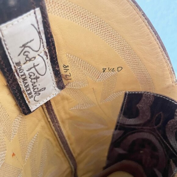 Rod Patrick Mens Cowboy Boots 8.5D Perro Loco Brown Leather Western Square Toe - Picture 9 of 12